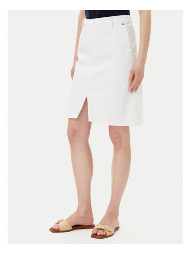 Tommy Hilfiger Дънкова пола WW0WW44391 Бял Regular Fit