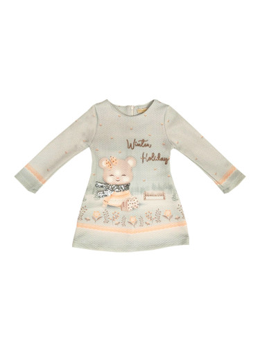 Бебешка/детска рокля с дълъг ръкав в светлосиньо с мече 