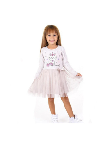 Детска рокля в бежово с коте 547718