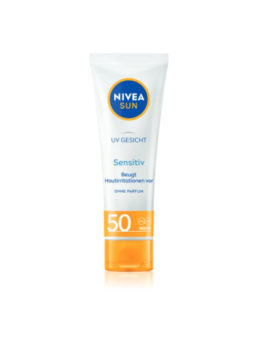 NIVEA SUN Sensitive защитен крем за лице за чувствителна кожа на лицето SPF 50 50 мл.