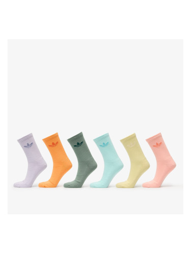 Чорапи adidas Trefoil Crew Cushion Socks 6-Pack Silver Green/ Glow Pink/ Powder Yellow XL