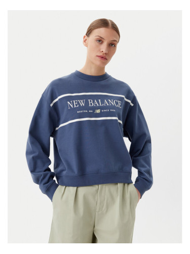 New Balance Суитшърт Athletics Nautical Lobster WT51923 Син Oversize