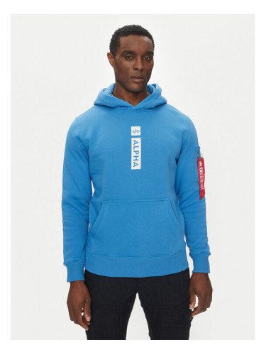 Alpha Industries Суитшърт Puff Print 146338 Син Regular Fit