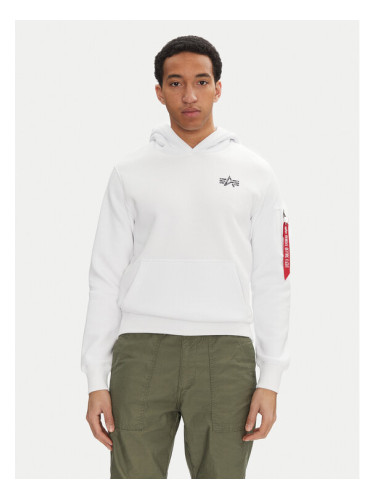 Alpha Industries Суитшърт Signature Back Print 148341 Бял Regular Fit