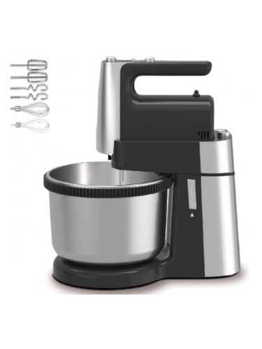 Миксер с купа Royalty Line RL-HM19015, 700W, 6 бъркалки, 3 л, Турбо, 5 скорости, Черен/инокс