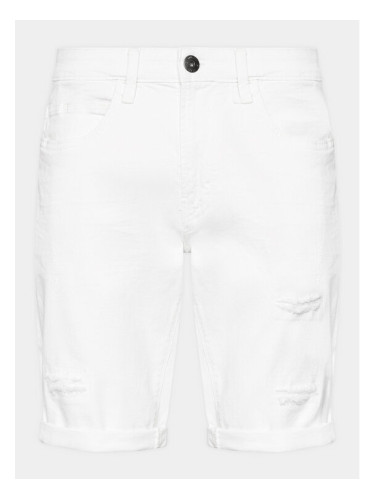 INDICODE Дънкови шорти Kaden Holes 70-104 Бял Regular Fit