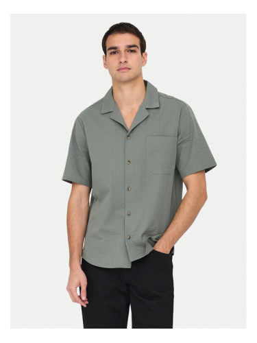 Only & Sons Риза Eye Resort 22030342 Зелен Relaxed Fit