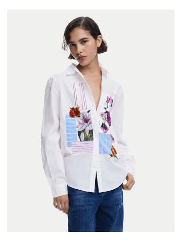 Desigual Риза Flowers Minnie 25SWCW24 Бял Regular Fit
