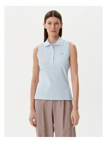 Lacoste Тениска с яка и копчета PF5445 Светлосиньо Slim Fit