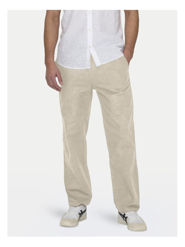 Only & Sons Текстилни панталони Sinus 22028267 Бежов Loose Fit
