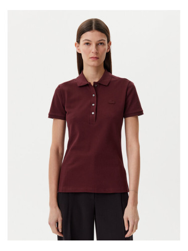 Lacoste Тениска с яка и копчета PF5462 Бордо Slim Fit