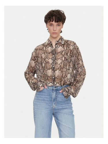 HUGO Риза The Boyfriend 50539779 Кафяв Oversize