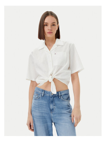 Tommy Jeans Риза DW0DW20286 Екрю Regular Fit