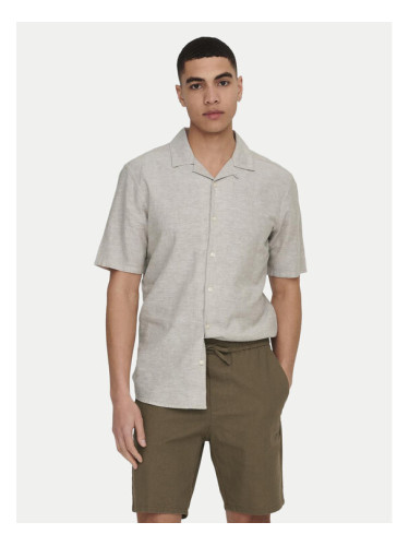 Only & Sons Риза Caiden 22025116 Бежов Slim Fit