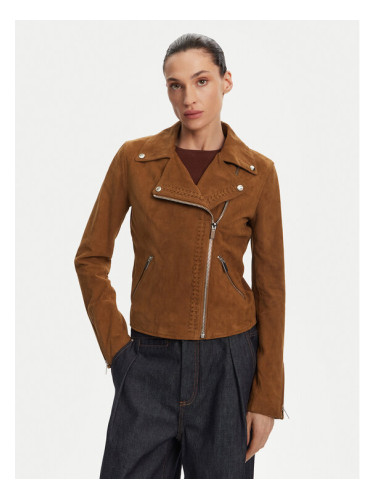 Serge Pariente Кожено яке Oxford Vs Кафяв Slim Fit