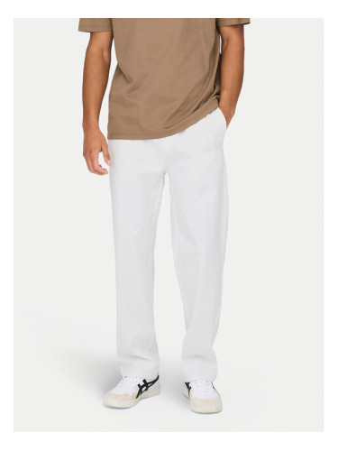 Only & Sons Текстилни панталони Sinus 22028267 Бял Loose Fit