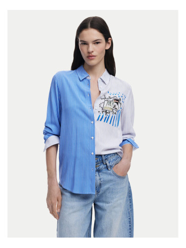 Desigual Риза A Perfect Ride 25SWCW36 Син Regular Fit