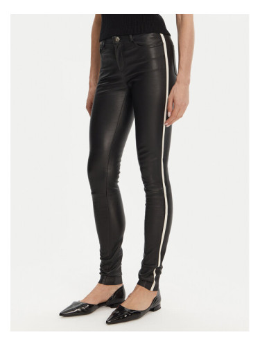 Serge Pariente Кожени панталони Sexy Stretch Thin Strip Черен Slim Fit