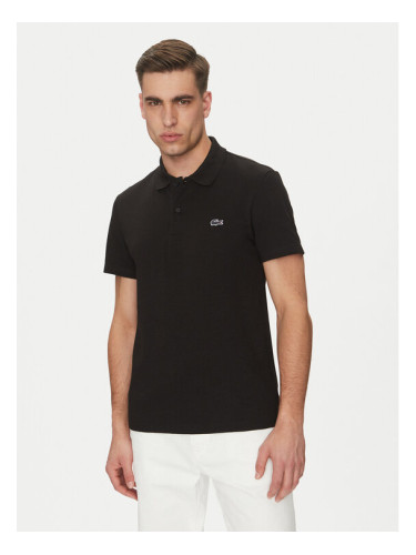 Lacoste Тениска с яка и копчета DH5522 Черен Regular Fit