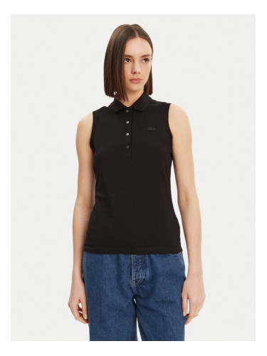 Lacoste Тениска с яка и копчета PF5445 Черен Slim Fit