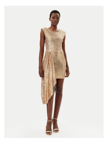 Gaudi Коктейлна рокля 511FD14008 Златист Regular Fit
