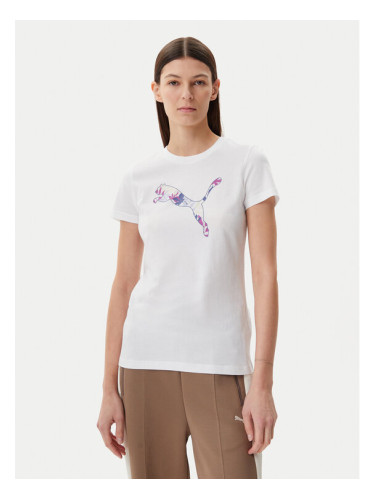 Puma Тишърт Floral Cat 685081 Бял Regular Fit