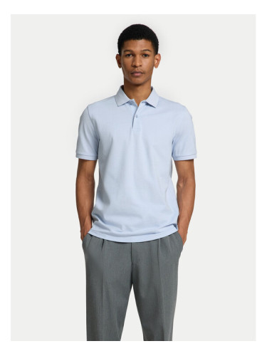 Selected Homme Тениска с яка и копчета 16095851 Светлосиньо Slim Fit