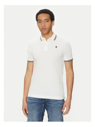 G-Star Raw Тениска с яка и копчета Dunda D17127-5864 Бял Regular Fit