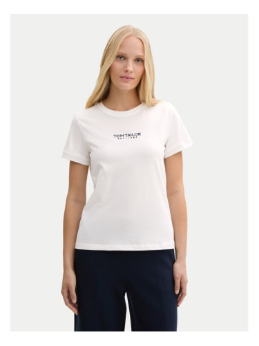 Tom Tailor Тишърт 1045543 Бял Regular Fit