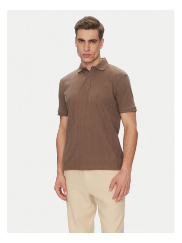 Selected Homme Тениска с яка и копчета 16094575 Бежов Regular Fit