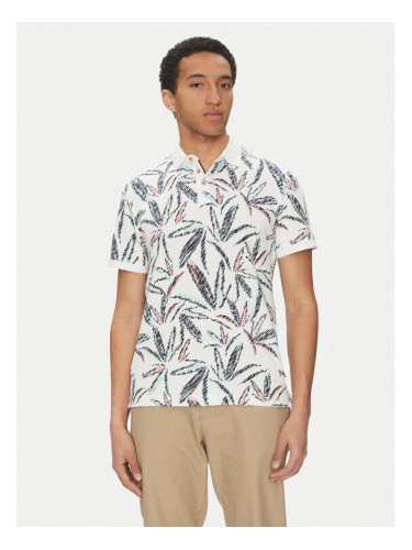 Tom Tailor Тениска с яка и копчета 1045706 Бял Regular Fit