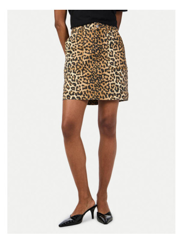 YAS Дънкова пола Leonora 26036831 Кафяв Slim Fit