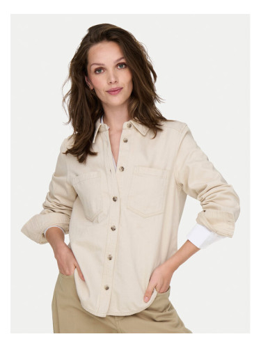 ONLY дънкова риза Silla 15338783 Екрю Slim Fit