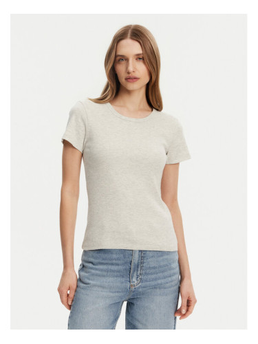 Pieces Тишърт May 17154483 Сив Slim Fit