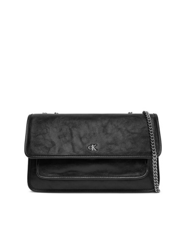 Calvin Klein Jeans Дамска чанта Chain Ew Flap Conv Chain Bag LV04K3084G Черен