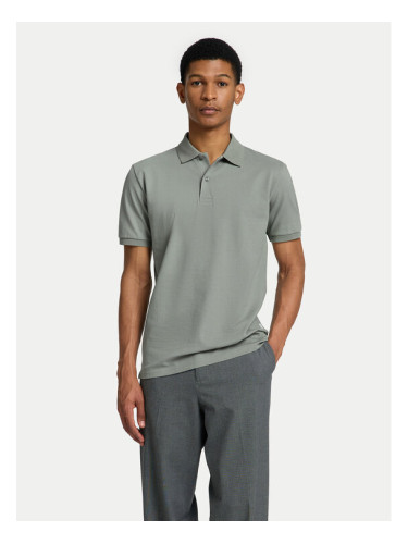 Selected Homme Тениска с яка и копчета 16095851 Зелен Slim Fit