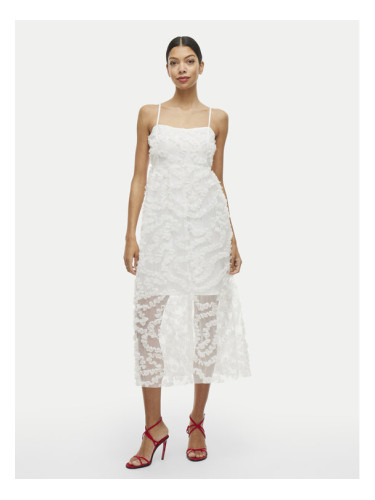 Vila Коктейлна рокля Leonora 14104320 Бял Loose Fit