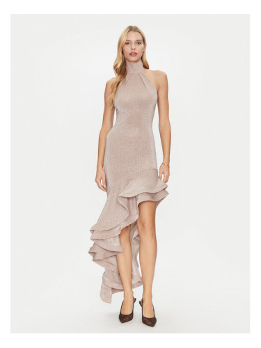 Simona Corsellini Коктейлна рокля P25CEAB05701 Златист Slim Fit
