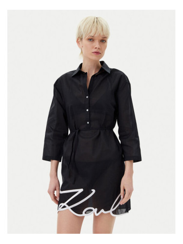 KARL LAGERFELD Рокля тип риза A1W46006 Черен Regular Fit