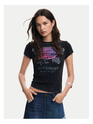 Desigual Тишърт 25SWTKX6 Сив Slim Fit