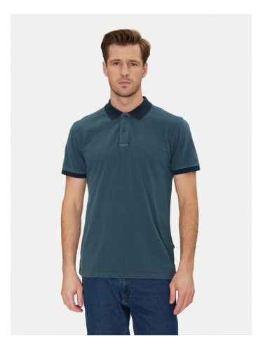 Blend Тениска с яка и копчета 20718252 Тъмносин Regular Fit