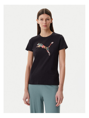 Puma Тишърт Floral Cat 685081 Черен Regular Fit
