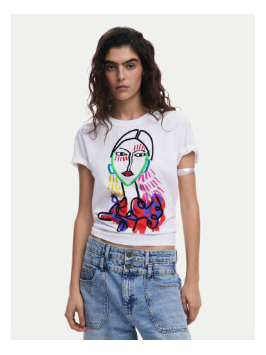 Desigual Тишърт Misuri 25SWTKA9 Бял Regular Fit