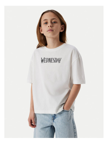 NAME IT Тишърт Farra Wednesday 13240881 Бял Standard Fit