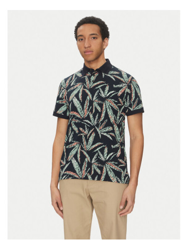 Tom Tailor Тениска с яка и копчета 1045706 Тъмносин Regular Fit