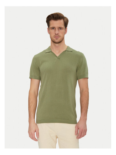 Blend Тениска с яка и копчета 20718362 Зелен Regular Fit