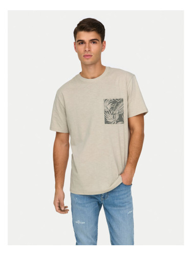 Only & Sons Тишърт 22025286 Бежов Regular Fit