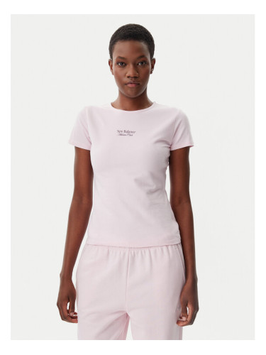 New Balance Тишърт WT51958 Розов Slim Fit