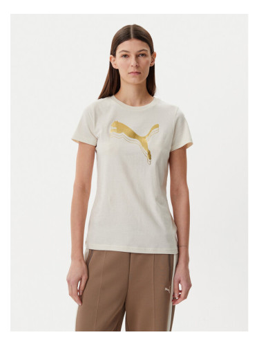 Puma Тишърт Essentials Metallic 684995 Бежов Regular Fit
