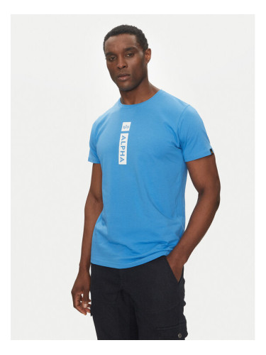 Alpha Industries Тишърт Puff Print 146509 Син Regular Fit